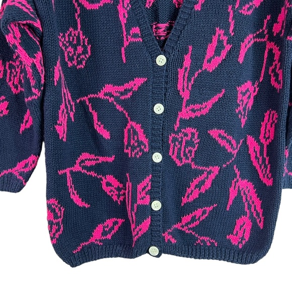Cambridge Spirit Vintage Deadstock Blue & Pink Floral Print Cardigan Size Small - Picture 3 of 6